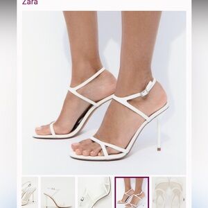 Zara White Heeled Sandals - worn once